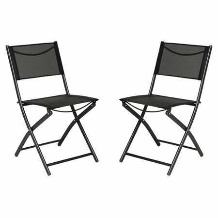 Flash Furniture Brazos Folding Chairs w/Black Flex Comfort Material Backs and Seats and Black Metal Frames, 2PK TLH-SC-097-BLK-02-GG